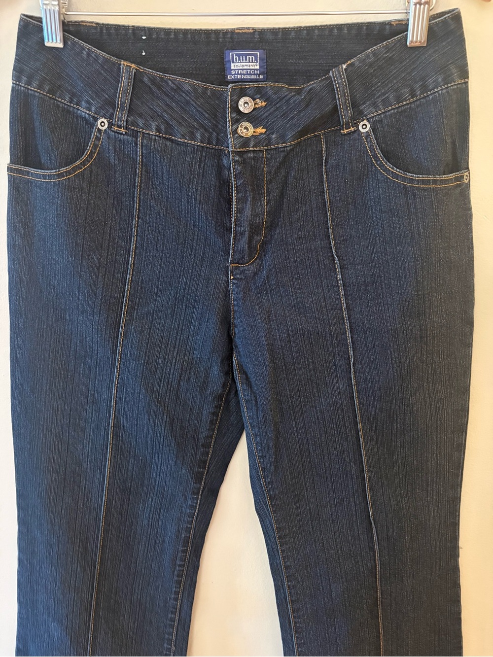 VTG B.U.M. Equipment Dark Wash Seam Jeans with light flare, women’s Sz 10. - Picture 2 of 12
